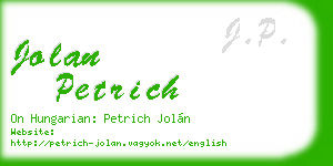 jolan petrich business card
